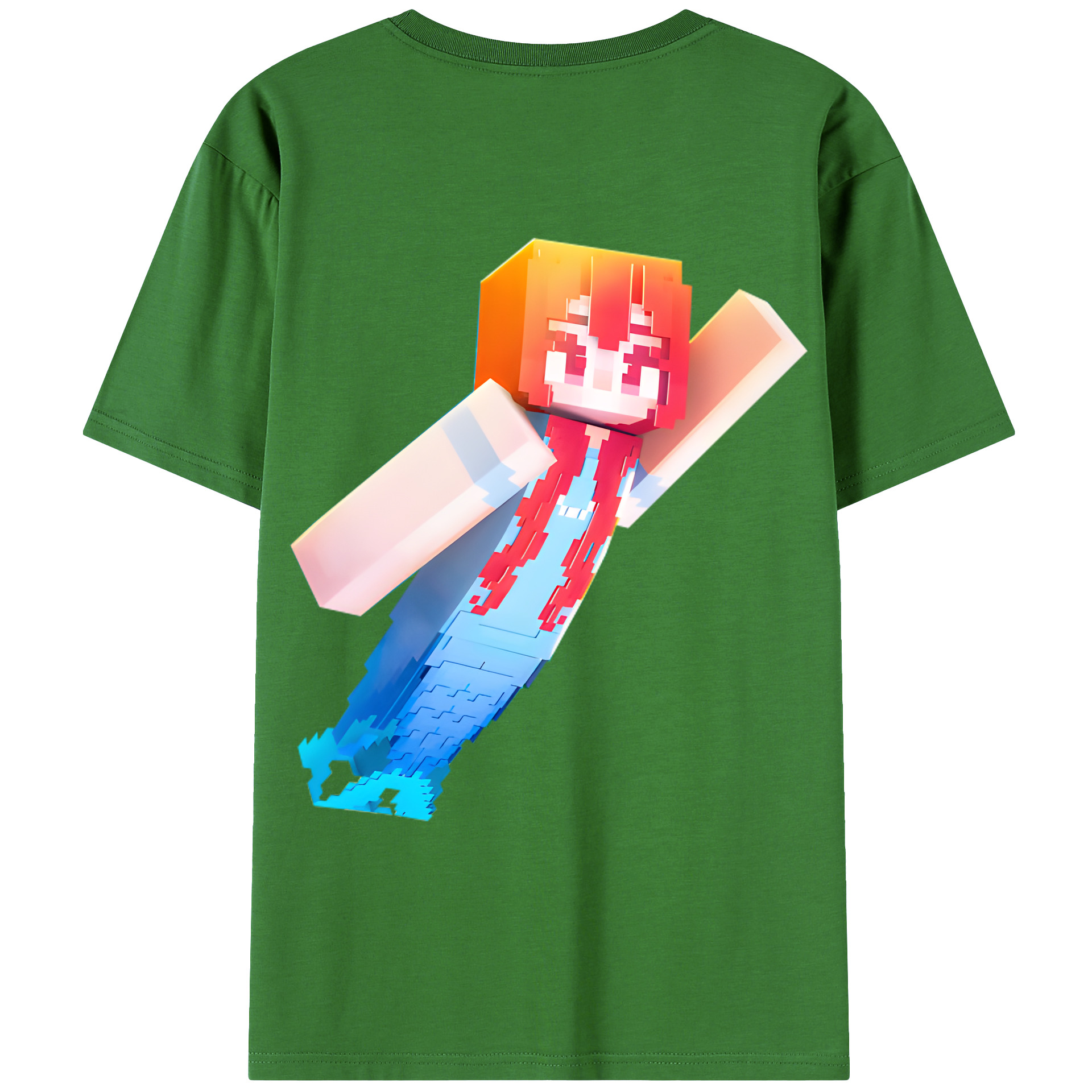 （画像用） マインクラフト ブロックの世界 Minecraft MC Block world レディース半袖Tシャツ(バックプリント)